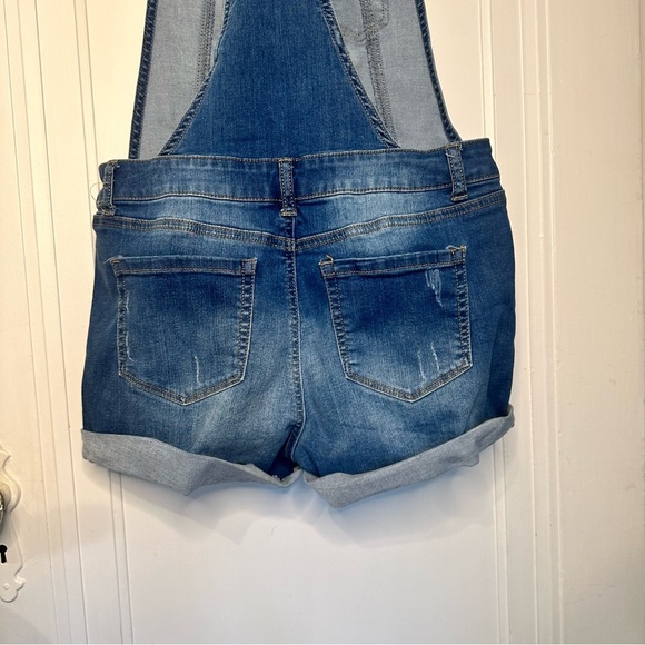 BASIC DENIM WAX JEANS BUCKLES OVERALLS BLUE SIZE WITH POCKETS - Picture 9 of 13